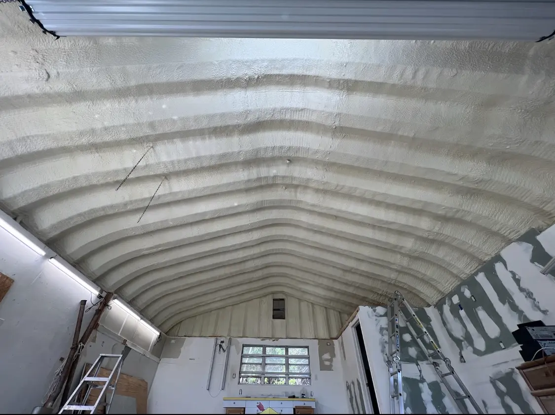Spray polyurethane foam applied to the underside of a metal roof deck in Sierra Vista Southeast